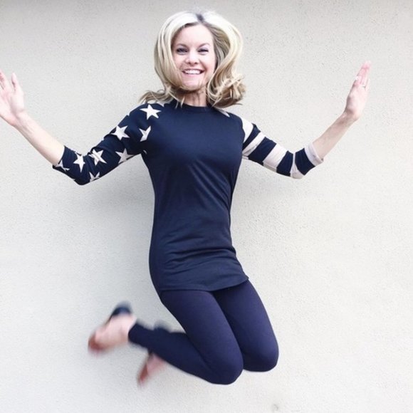 LuLaRoe Stars & Stripes Randy Tee - BLACK - Picture 4 of 5